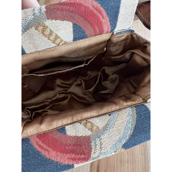 Kiel James Patrick Cape Cod Bag Purse Leather Strap Canvas Nautical Coastal - Picture 7 of 10